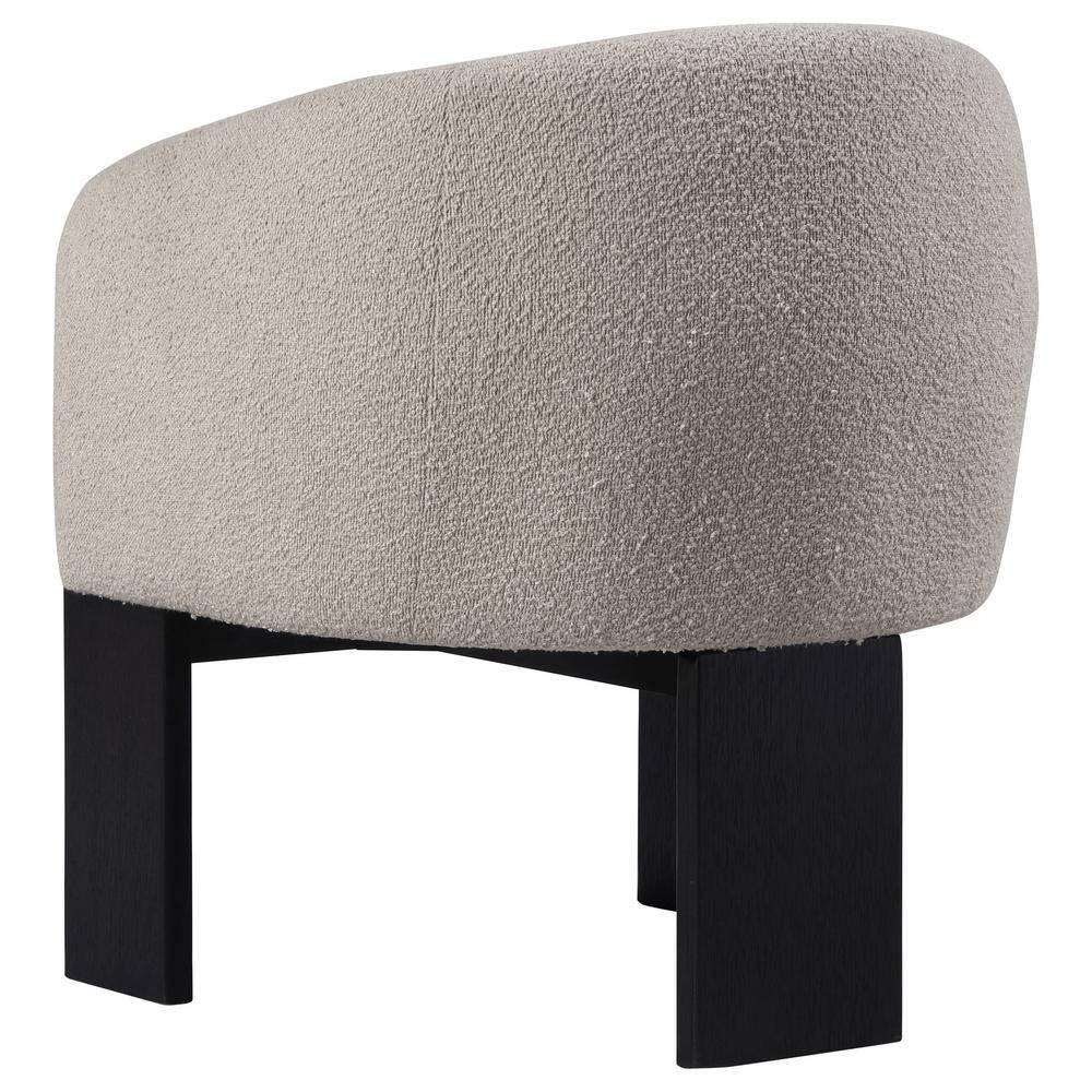 Beige Boucle Upholstered Barrel Back Accent Chair