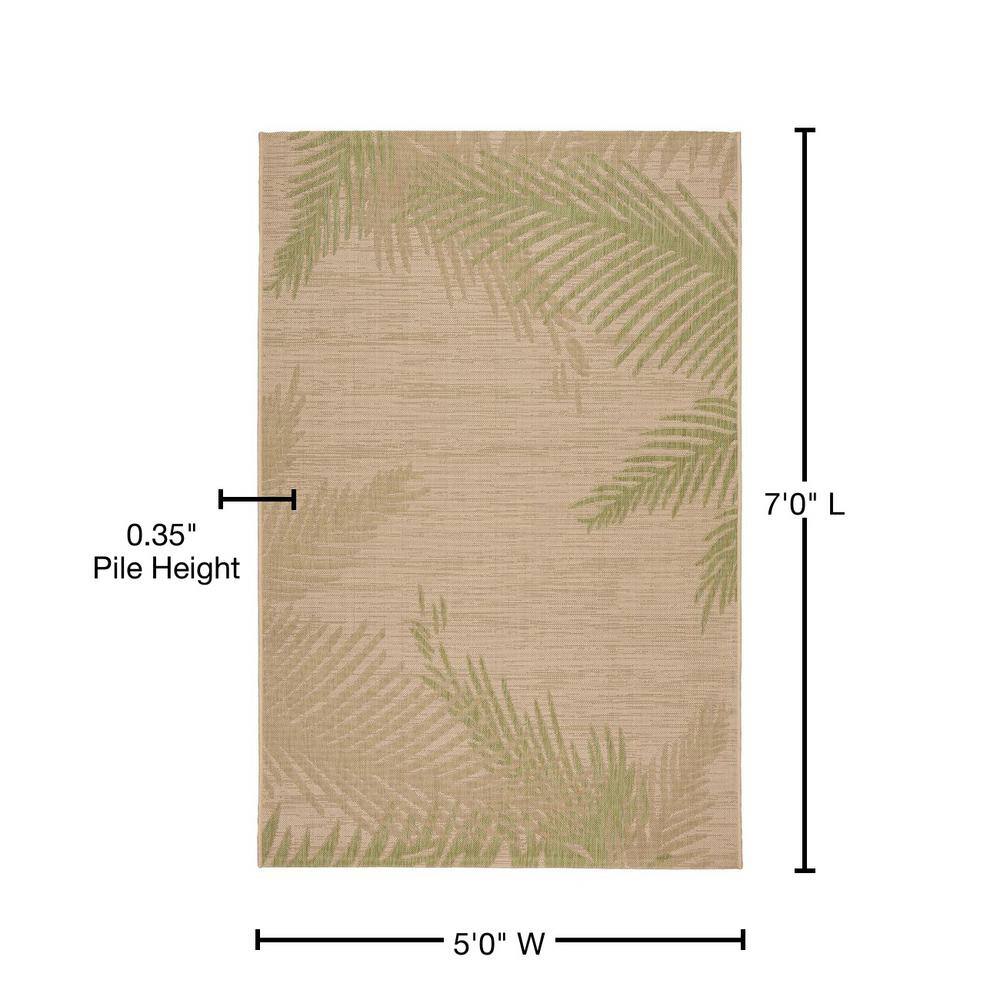 Coastal Charm Black Synthetic 5' x 7' Easy-Care Outdoor Rug