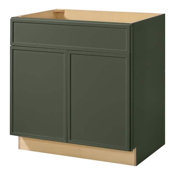 Leyton 33 in. W x 24 in. D x 34.5 in. H Ready to Assemble Plywood Slim Shaker Sink Base Kitchen Cabinet in Fern Green