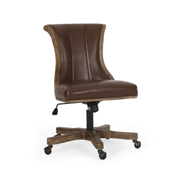 Signature Design by Ashley Corbindale Swivel Desk Chair with Brown Cushion  in Black