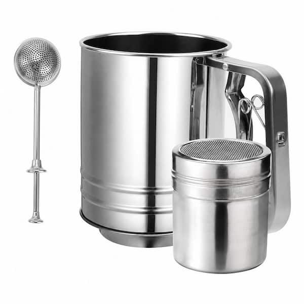 3-Cup Stainless Steel Flour Sifter, Double Layer Fine Mesh Sifter Set for Cakes, Pastries, Pies, Cupcakes and Desserts