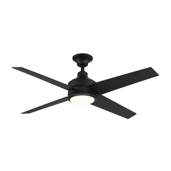 LED Indoor Matte Black Ceiling Fan with Light Kit Kitteridge 52 in 