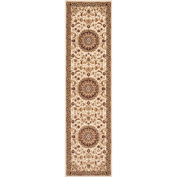 Well Woven Dulcet Mykonos Ivory 2 ft. 7 in. x 9 ft. 10 in. Traditional Oriental and Persian Runner Rug