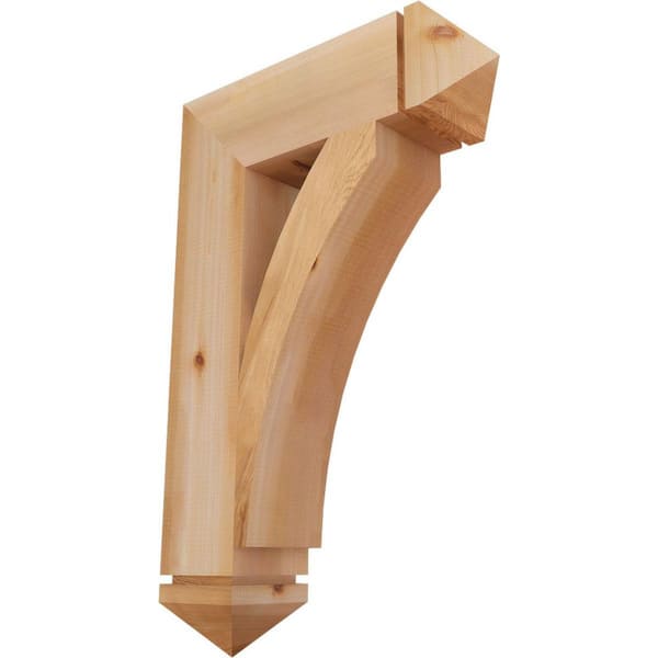 Ekena Millwork 5.5 in. x 34 in. x 22 in. Western Red Cedar Thorton Arts and Crafts Smooth Bracket