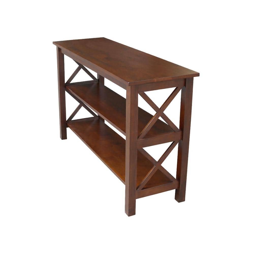 Espresso Transitional Rectangular Console Table with Storage