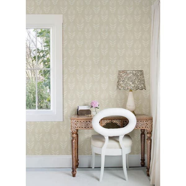 Garland Khaki Beige Block Tulip Wallpaper Sample