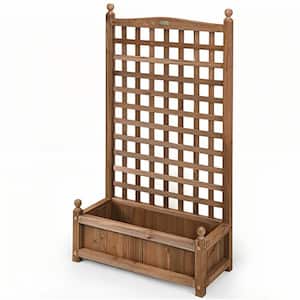 48 in. x 25 in. Wood Planter Raised Beds Outdoor Solid Free Standing with Trellis