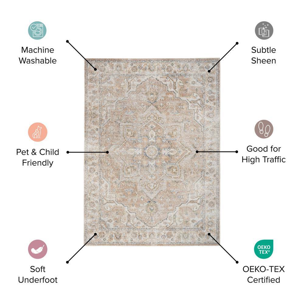 Grey Multicolor Synthetic Medallion Runner Rug 2'2" x 8'