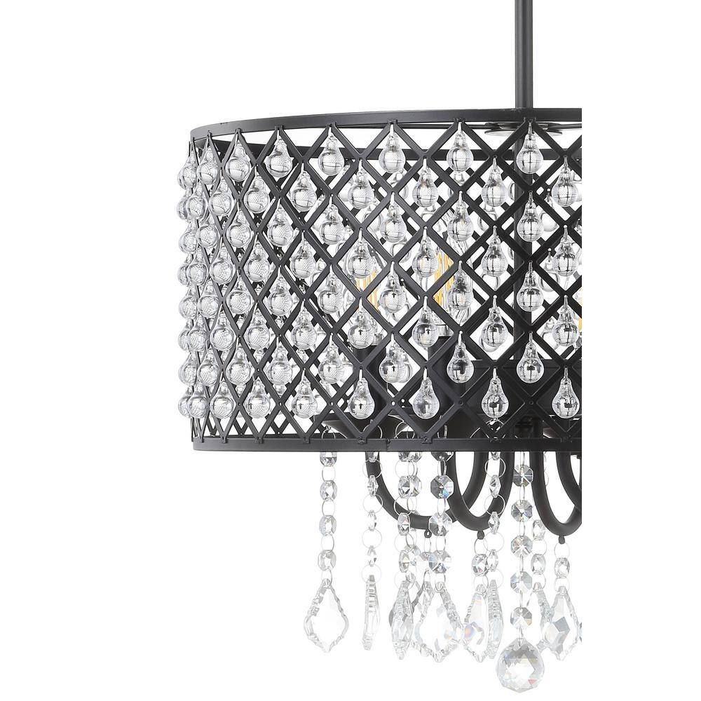 Gigi 17" Black Metal/Crystal LED Glam Drop Chandelier