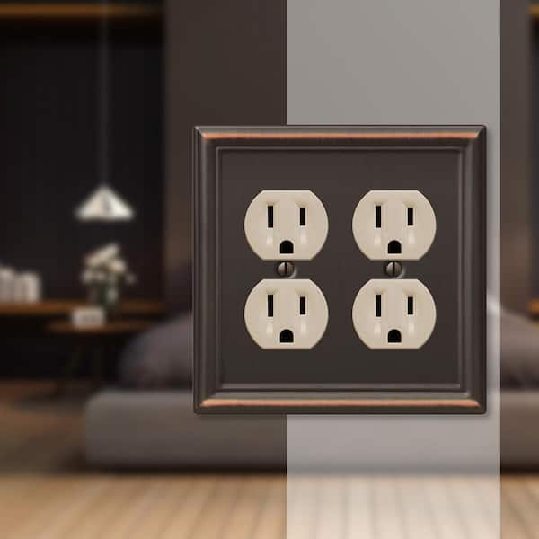 Ascher 2 Gang Duplex Steel Wall Plate - Aged Bronze (2-Pack)