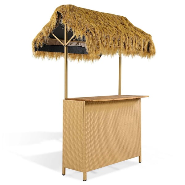 Unbranded 3-Piece Wicker Outdoor Bistro Set Outdoor Garden Furniture Sets Hawaiian-Style Bar Height Patio Set for Dining Drinking