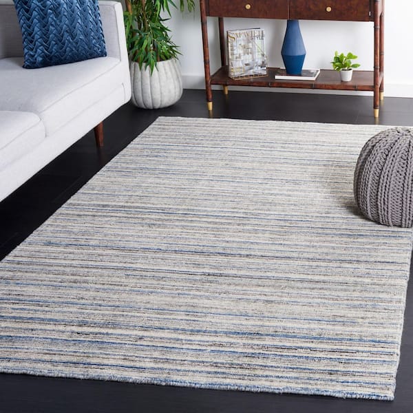 Mirage 4 ft. x 6 ft. Ivory/Blue Striped Marle Area Rug