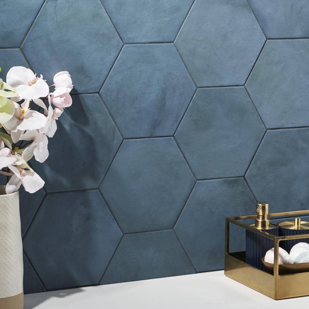 Matte Blue Hexagonal Porcelain Floor and Wall Tile
