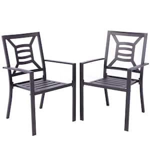 2-Piece Steel Outdoor Patio Dining Arm Chairs for Garden, Backyard, Kitchen, Balcony
