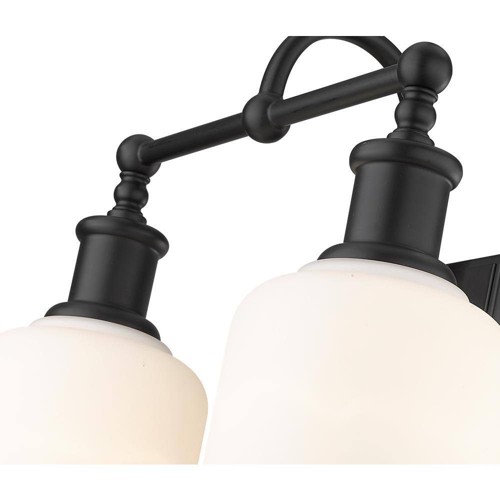 Bryant Matte Black and Opal Glass 2-Light Vanity Sconce