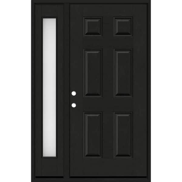 Steves & Sons Regency 51 in. x 80 in. 6 Panel RHIS Onyx Stain Mahogany Fiberglass Prehung Front Door w/Obscure12in. SL 6-9/16