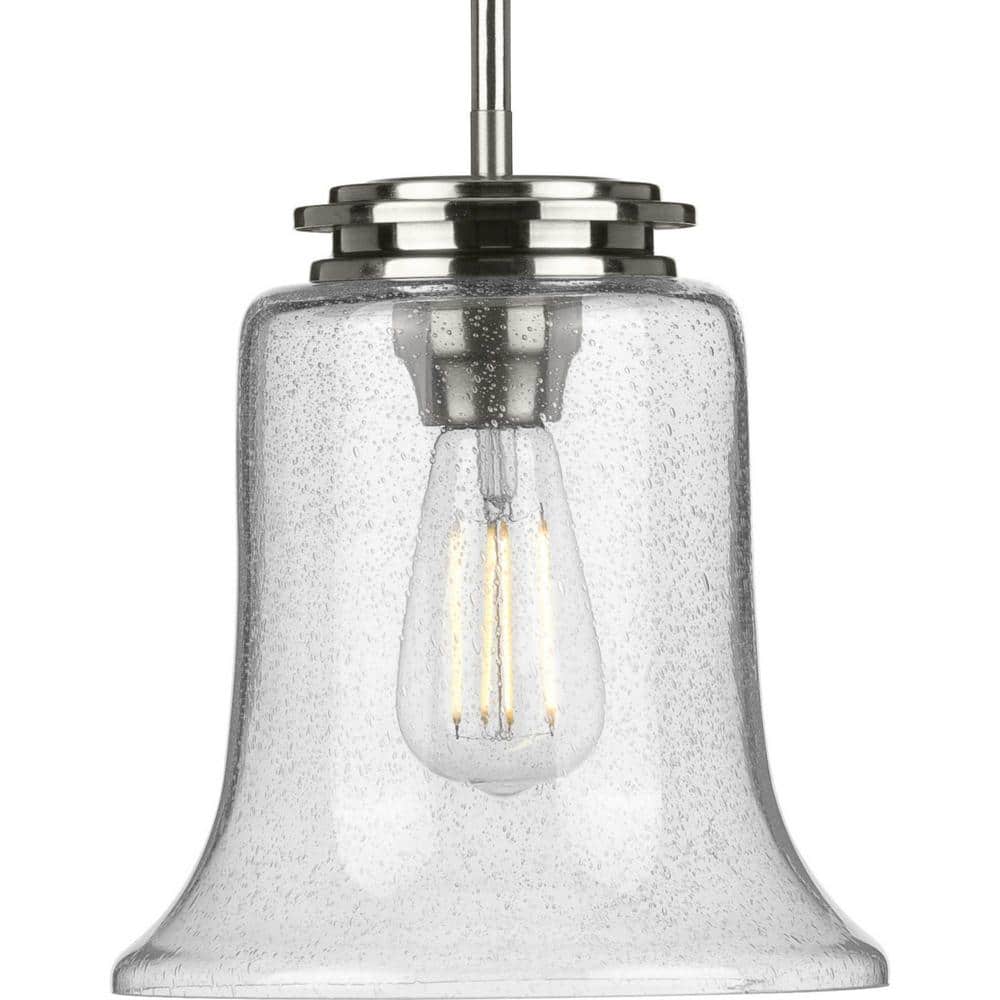 Winslett Brushed Nickel Mini Pendant with Seeded Glass Shade