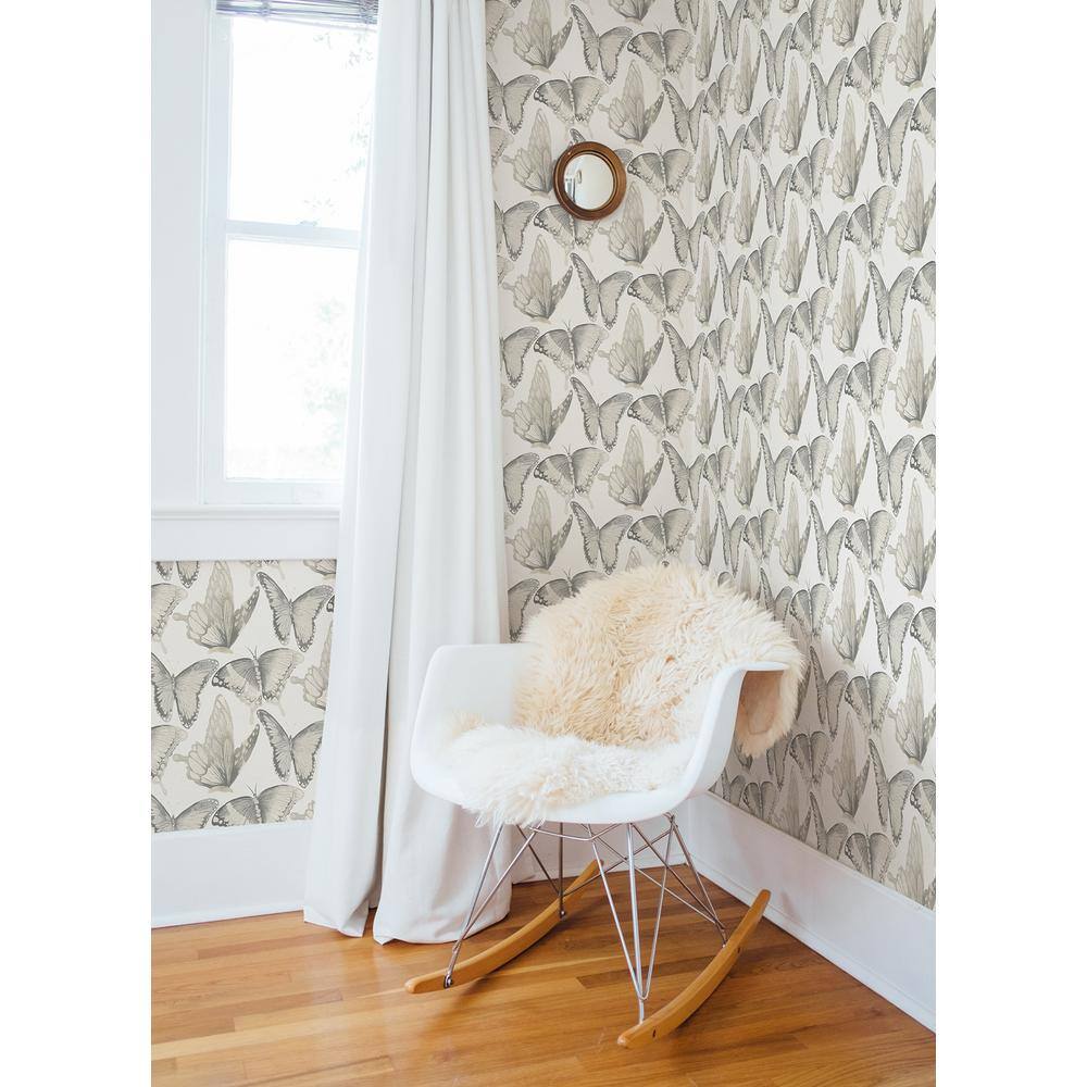 Janetta Grey Butterfly Watercolor Wallpaper