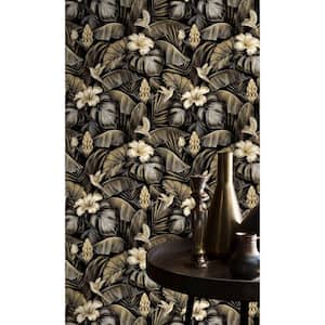 Gold Bold Machine Washable Floral Jungle Non-Woven, Non-Pasted Double Roll Wallpaper