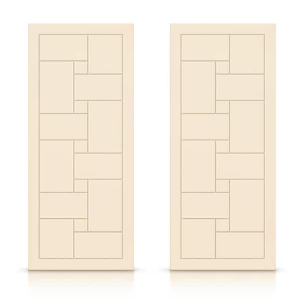CALHOME 48 in. x 84 in. Hollow Core Beige Painted Composite MDF Interior Double Closet Sliding Doors