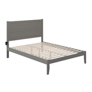 NoHo 60-1/2 in. W Grey Queen Solid Wood Frame with Attachable Turbo USB Device Charger Platform Bed