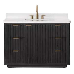 Cadiz 48 in. W x 22 in. D x 34 in. H Free-Standing Single Sink Bathroom Vanity in Fir Wood Black with Composite Top