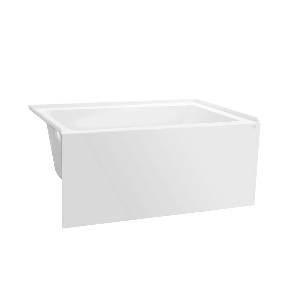 White Acrylic Alcove Skirt Bathtub with Left Drain