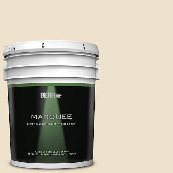 BEHR MARQUEE 5 gal. #QE-17 Ivory Stone Semi-Gloss Enamel Exterior Paint & Primer