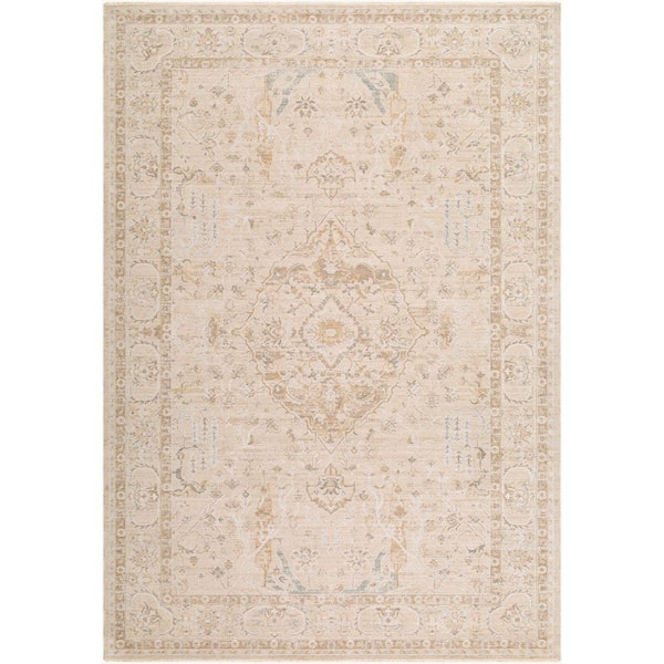 ELLE Decor The Vintage Edit 6 ft. x 9 ft. Beige Medallion Machine Washable Area Rug