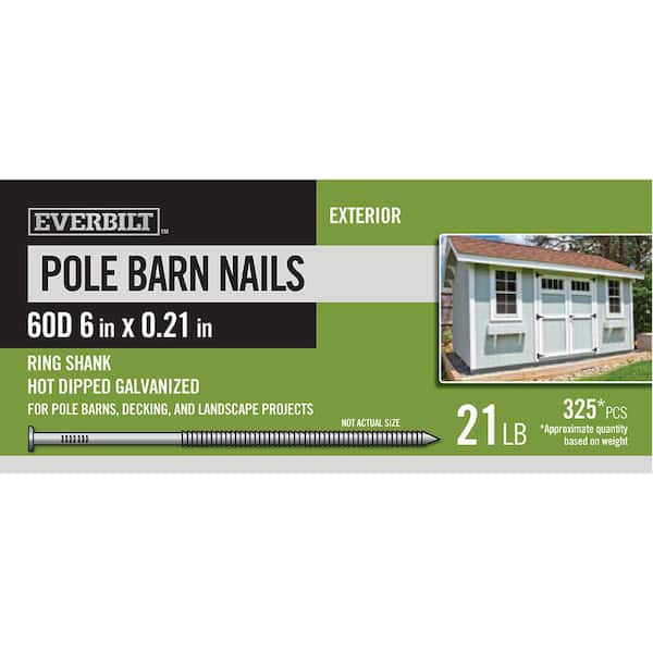 Everbilt 60D 6 in. Pole Barn Nails Hot Dipped Galvanized 21 lbs (Approximately 325 Pieces)