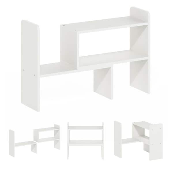 Furinno Classic 15.67 in. Tall White Wood 2-Shelf Desk Top Organizer Bookcase