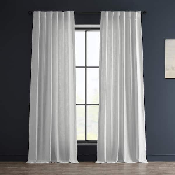 Exclusive Fabrics & Furnishings Rice White Solid Rod Pocket Light Filtering Curtain - 50 in. W x 108 in. L (1 Panel)