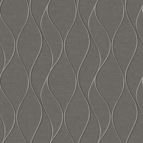 RoomMates Grey Wave Ogee Vinyl Peel & Stick Wallpaper Roll (Covers 28.18 Sq. Ft.)