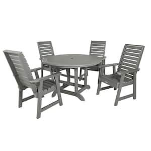 Weatherly Coastal Teak 5-Piece Recycled Plastic Round Outdoor Dining Set