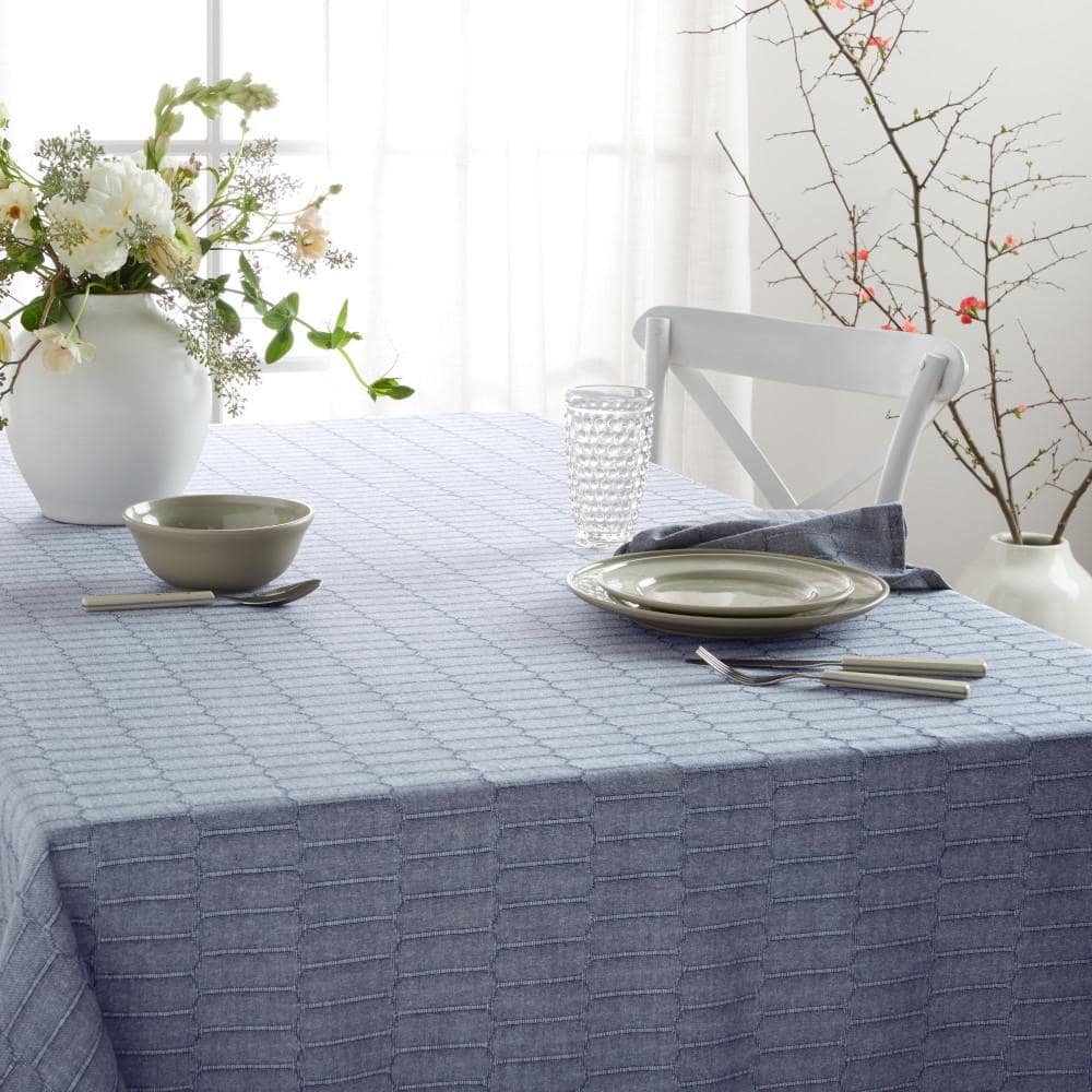 Gray Cotton Blend Rectangular Tablecloth, 60"x120"