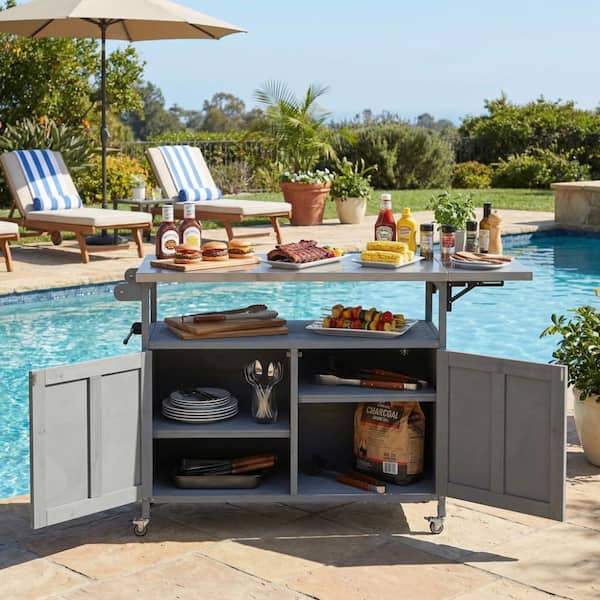 Aionor Foldable Outdoor Kitchen Island Mobile Kitchen Cart with
