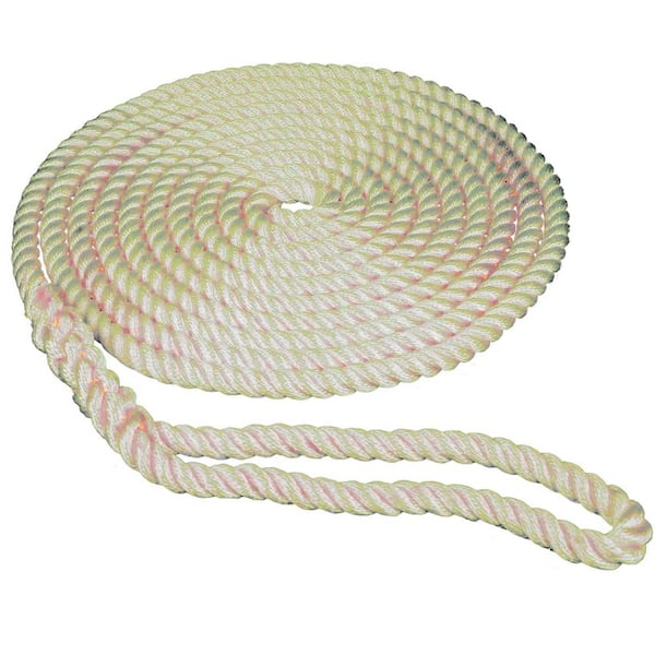 Seachoice 1/2 in. x 15 ft. Double Braid Nylon Dock Line, Gold/White