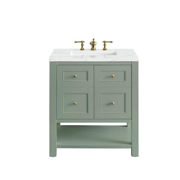 James Martin Vanities Breckenridge 30.0 in. W x 23.5 in. D x 34.2 in. H Bathroom Vanity in Smokey Celadon with Ethereal Noctis Quartz Top