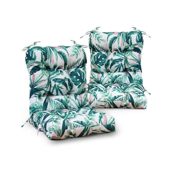 21 in. x 42 in. Outdoor Lounge Chair Seat Tufted Back Chair Cushions Green, Set of 2