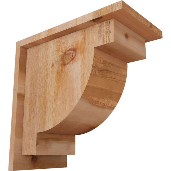 Ekena Millwork 8 in. x 14 in. x 14 in. Western Red Cedar Del Alpine Rough Sawn Corbel with Backplate