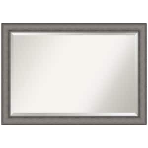 Burnished Concrete 40.5 in. x 28.5 in. Beveled Modern Rectangle Wood Framed Wall Mirror in Gray