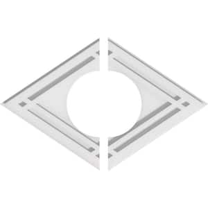 18 in. x 12 in. x 1 in. Diamond Architectural Grade PVC Contemporary Ceiling Medallion (2-Piece)