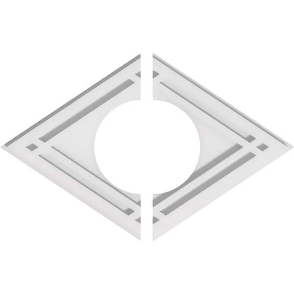 Ekena Millwork 18 in. x 12 in. x 1 in. Diamond Architectural Grade PVC Contemporary Ceiling Medallion (2-Piece)