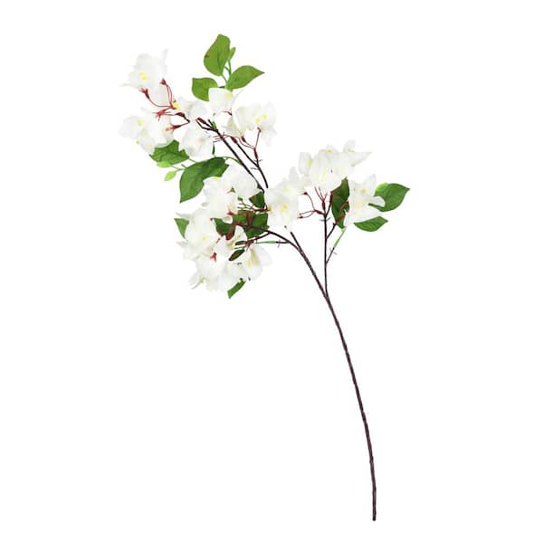 LIVING LUXURY 30 in. Cream White Artificial Bougainvillea Flower Stem Spray (Set of 4)