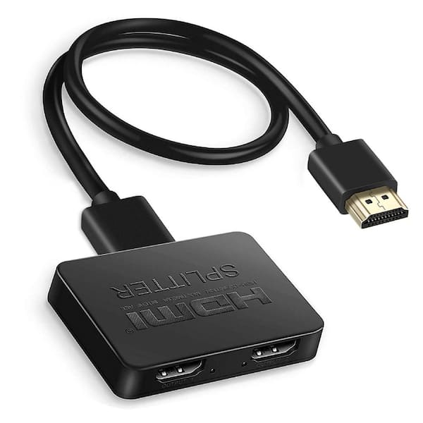 Etokfoks 2 Way HDMI Splitter 8.5 in. Black (1-Pack)