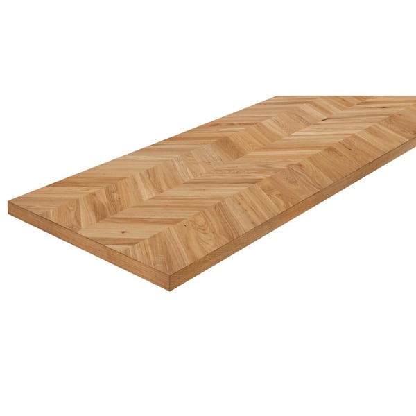 6 ft. L x 39 in. D Engineered Finished Oak Chevron Butcher Block Island Countertop in Brown with Standard Edge