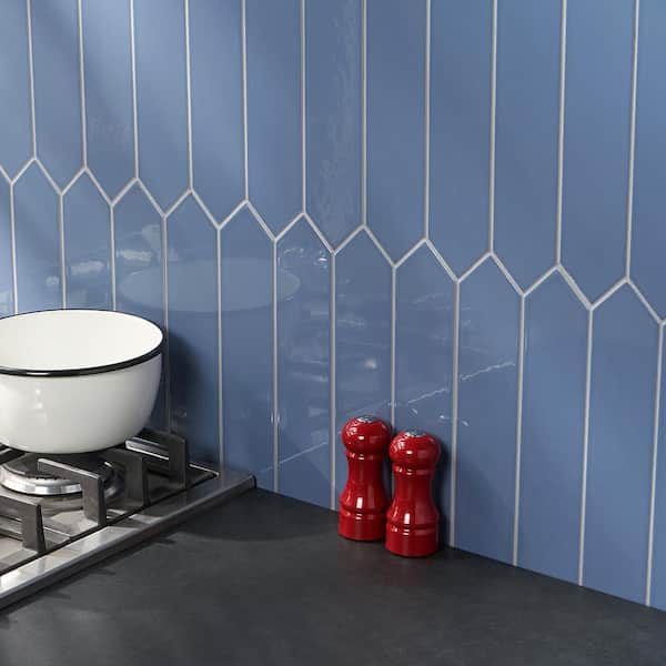 Axis 2.6 in. x 13 in. Blue Polished Picket Ceramic Wall Tile (12.26 sq. ft. / case)