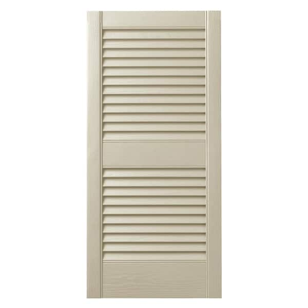 Ply Gem 15 in. x 43 in. Open Louvered Polypropylene Shutters Pair in Sand Dollar