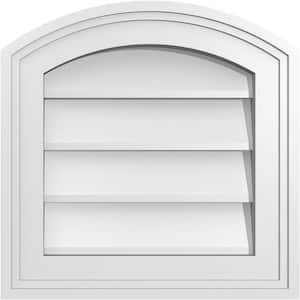 14 in. x 14 in. Arch Top Surface Mount PVC Gable Vent: Functional with Brickmould Frame