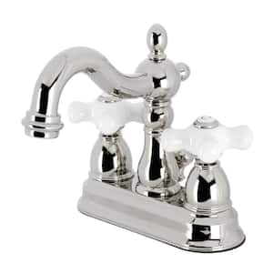 Heritage 4 in. Centerset 2-Handle Bathroom Faucet with Plastic Pop-Up in Polished Nickel